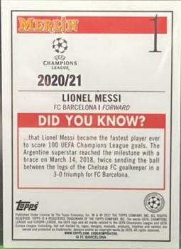 2020-21 Merlin Chrome UEFA Champions League #1 Lionel Messi Back
