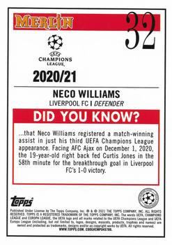 2020-21 Merlin Chrome UEFA Champions League #32 Neco Williams Back