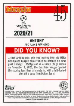 2020-21 Merlin Chrome UEFA Champions League #45 Antony Back