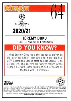 2020-21 Merlin Chrome UEFA Champions League #64 Jérémy Doku Back