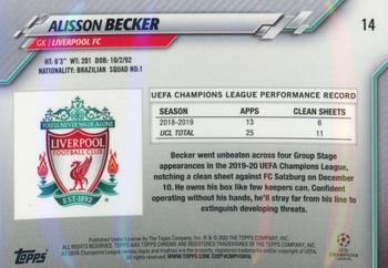 2019-20 Topps Chrome Sapphire Edition UEFA Champions League #14 Alisson Becker Back
