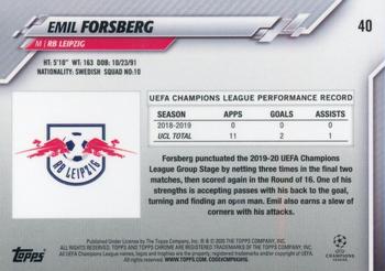 2019-20 Topps Chrome Sapphire Edition UEFA Champions League #40 Emil Forsberg Back