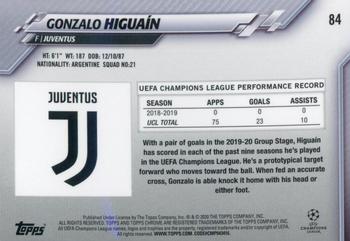 2019-20 Topps Chrome Sapphire Edition UEFA Champions League #84 Gonzalo Higuaín Back