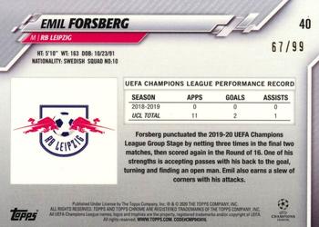 2019-20 Topps Chrome Sapphire Edition UEFA Champions League - Yellow #40 Emil Forsberg Back