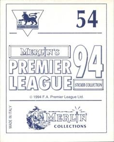 1993-94 Merlin's Premier League 94 Sticker Collection #54 Mike Newell Back