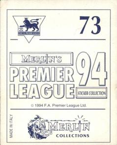 1993-94 Merlin's Premier League 94 Sticker Collection #73 Andy Myers Back