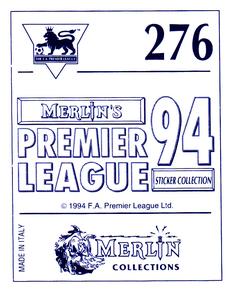 1993-94 Merlin's Premier League 94 Sticker Collection #276 Liam O'Brien Back