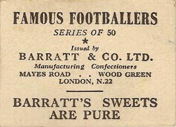 1948-49 Barratt & Co. Famous Footballers #NNO Tommy Walker Back
