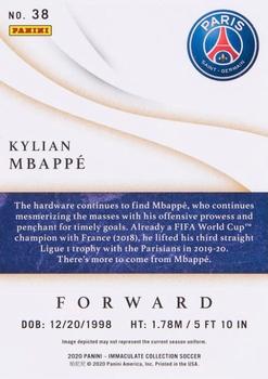 2020 Panini Immaculate Collection - Bronze #38 Kylian Mbappe Back