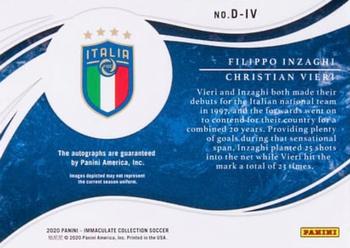 2020 Panini Immaculate Collection - Dual Autographs #D-IV Filippo Inzaghi / Christian Vieri Back