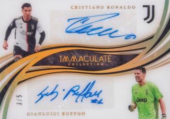 2020 Panini Immaculate Collection - Dual Autographs Gold #D-RBU Cristiano Ronaldo / Gianluigi Buffon Front