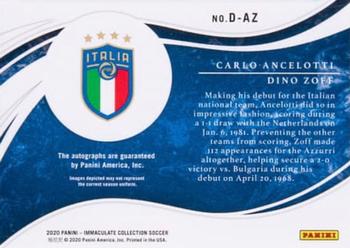 2020 Panini Immaculate Collection - Dual Autographs Platinum #D-AZ Carlo Ancelotti / Dino Zoff Back