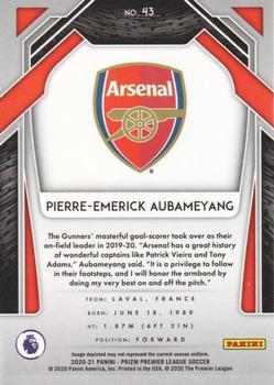 2020-21 Panini Prizm Premier League #43 Pierre-Emerick Aubameyang Back