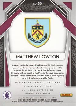 2020-21 Panini Prizm Premier League #50 Matthew Lowton Back