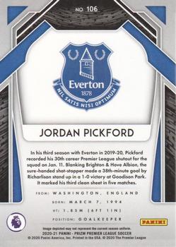 2020-21 Panini Prizm Premier League #106 Jordan Pickford Back