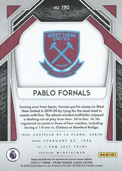 2020-21 Panini Prizm Premier League #190 Pablo Fornals Back