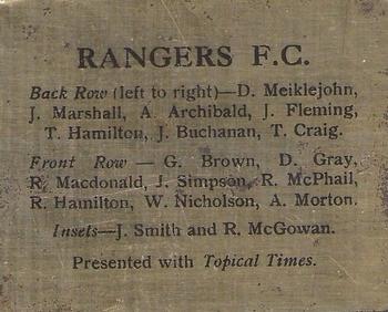 1931 Topical Times Famous Football Teams #NNO Rangers Team Group Back