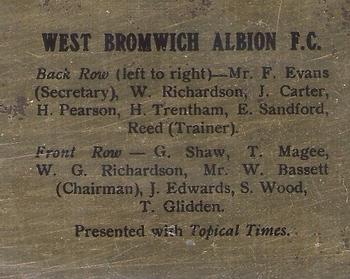 1931 Topical Times Famous Football Teams #NNO West Bromwich Albion F.C. Back