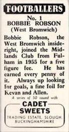 1958 Cadet Sweets Footballers #1 Bobby Robson Back