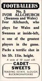1958 Cadet Sweets Footballers #5 Ivor Allchurch Back