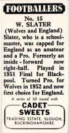 1958 Cadet Sweets Footballers #15 Bill Slater Back