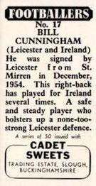1958 Cadet Sweets Footballers #17 Bill Cunningham Back