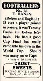 1958 Cadet Sweets Footballers #23 Tommy Banks Back
