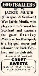 1958 Cadet Sweets Footballers #28 Jackie Mudie Back