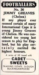 1958 Cadet Sweets Footballers #36 Jimmy Greaves Back