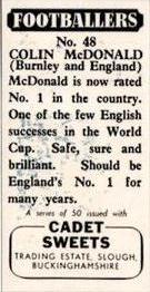1958 Cadet Sweets Footballers #48 Colin McDonald Back