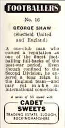 1960 Cadet Sweets Footballers #16 George Shaw Back