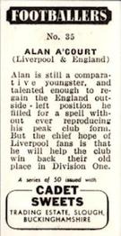 1960 Cadet Sweets Footballers #35 Alan A'Court Back