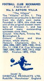 1959-60 Sweetule Products Football Club Nicknames #2 Aston Villa Back