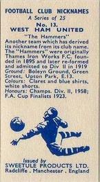 1959-60 Sweetule Products Football Club Nicknames #13 West Ham United Back