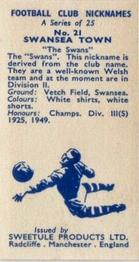 1959-60 Sweetule Products Football Club Nicknames #21 Swansea Town Back