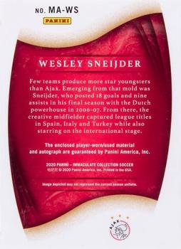2020 Panini Immaculate Collection - Memorabilia Autographs #MA-WS Wesley Sneijder Back