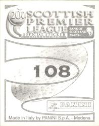 2000 Panini Scottish Premier League Stickers #108 Willie Falconer Back