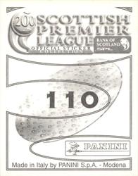 2000 Panini Scottish Premier League Stickers #110 Rab Douglas Back
