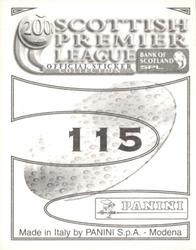 2000 Panini Scottish Premier League Stickers #115 John Elliot Back