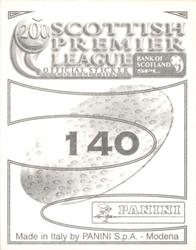 2000 Panini Scottish Premier League Stickers #140 David Hannah Back