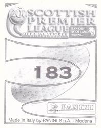 2000 Panini Scottish Premier League Stickers #183 Lee Makel Back