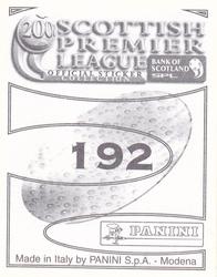 2000 Panini Scottish Premier League Stickers #192 Colin Calderwood Back
