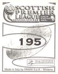 2000 Panini Scottish Premier League Stickers #195 Callum Davidson Back