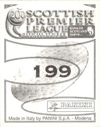 2000 Panini Scottish Premier League Stickers #199 Don Hutchison Back