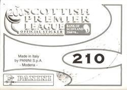 2000 Panini Scottish Premier League Stickers #210 Well! Well! Super Well! Back