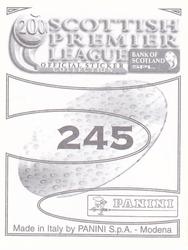 2000 Panini Scottish Premier League Stickers #245 Alex Marinkov Back