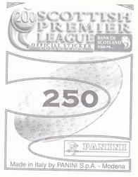 2000 Panini Scottish Premier League Stickers #250 John Hughes Back