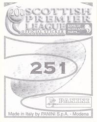 2000 Panini Scottish Premier League Stickers #251 Shaun Dennis Back