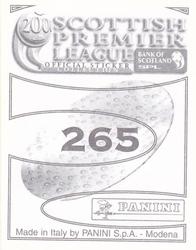 2000 Panini Scottish Premier League Stickers #265 Stevie Crawford Back