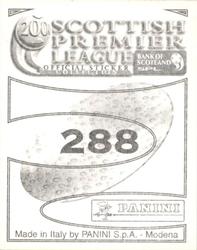 2000 Panini Scottish Premier League Stickers #288 Jim Lauchlan Back